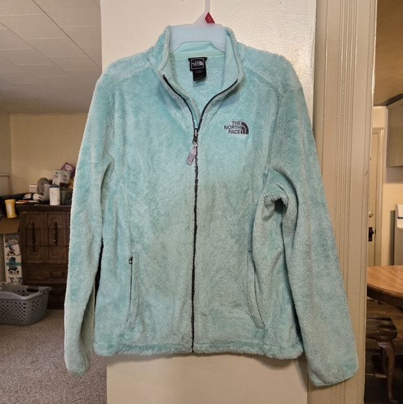 Women's The North Face super soft baby blue oso coat sz large in great condition - Picture 1 of 8